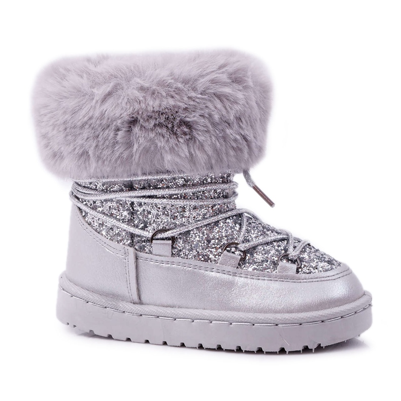 FRROCK Botas de neve quentes para crianças com pele de prata Nicola