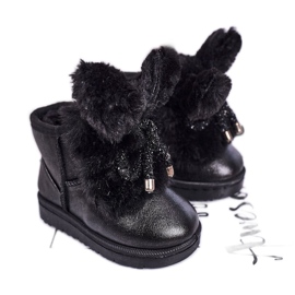Botas de neve infantis com pêlo e orelhas Coelhinho preto Botas de neve infantis com pêlo e orelhas Coelhinho preto