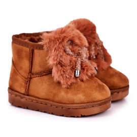Botas de neve quentes para crianças com pele de camurça caramelo Amelia castanho Botas de neve quentes para crianças com pele de camurça caramelo Amelia castanho