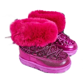 Botas de neve infantis com pele fúcsia Nicola rosa