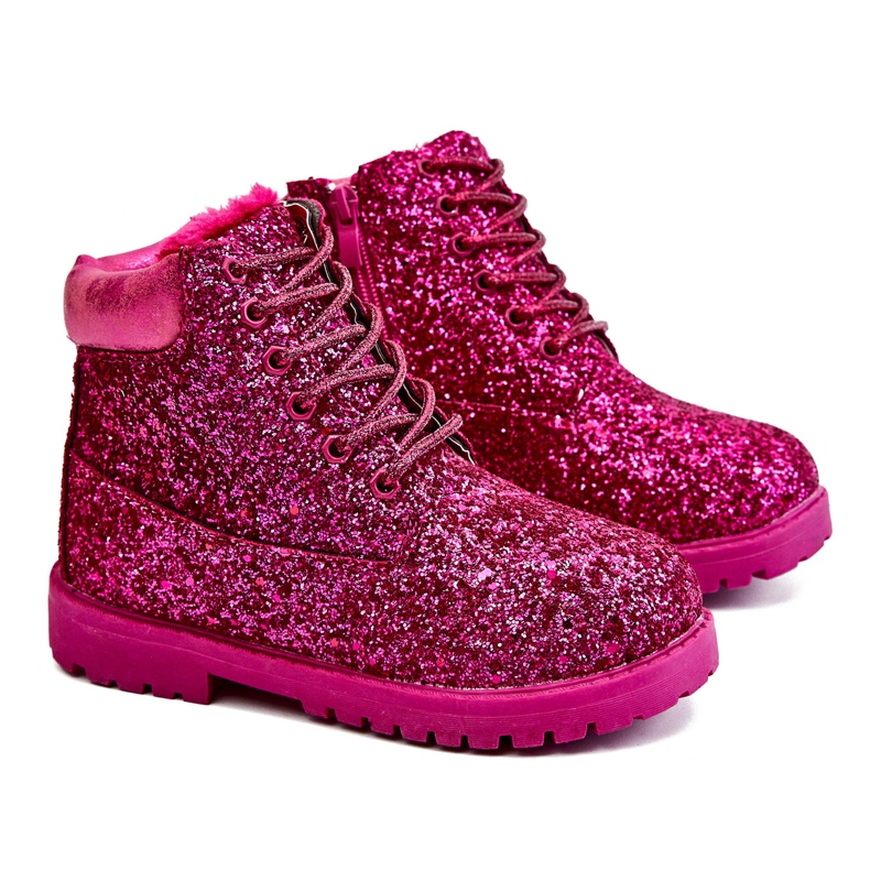 BM Botas aquecidas de brocado infantil caçadores sereia fúcsia rosa rosa