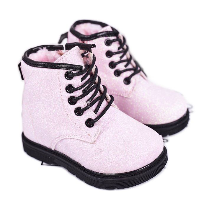 Botas aquecidas de brocado infantil armadilhas rosa Ariel
