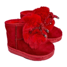 Botas de neve infantis com pele de camurça vermelha Amelia vermelho