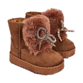 Botas de neve quentes para crianças com pele de camurça caramelo Amelia castanho Botas de neve quentes para crianças com pele de camurça caramelo Amelia castanho