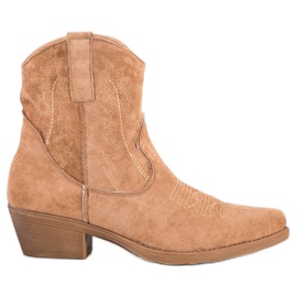Ideal Shoes Botas de cowboy com camurça bege Ideal Shoes Botas de cowboy com camurça bege