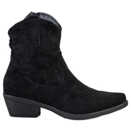 Ideal Shoes Botas de cowboy com camurça preto