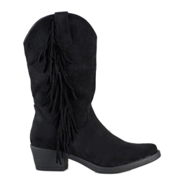 Diamantique Botas de cowboy com franjas preto