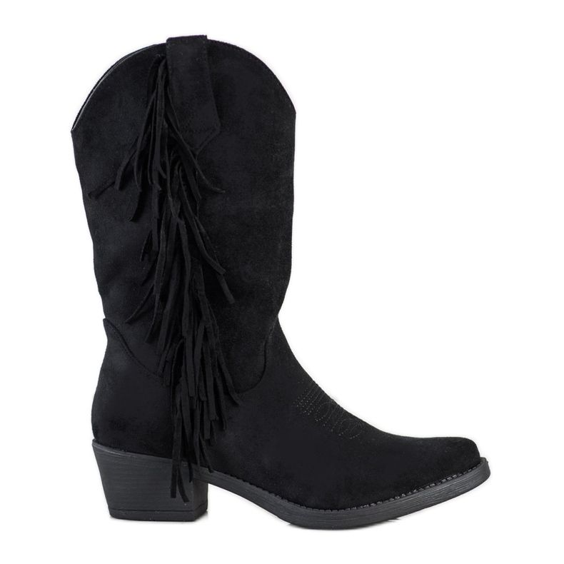 Diamantique Botas de cowboy com franjas preto