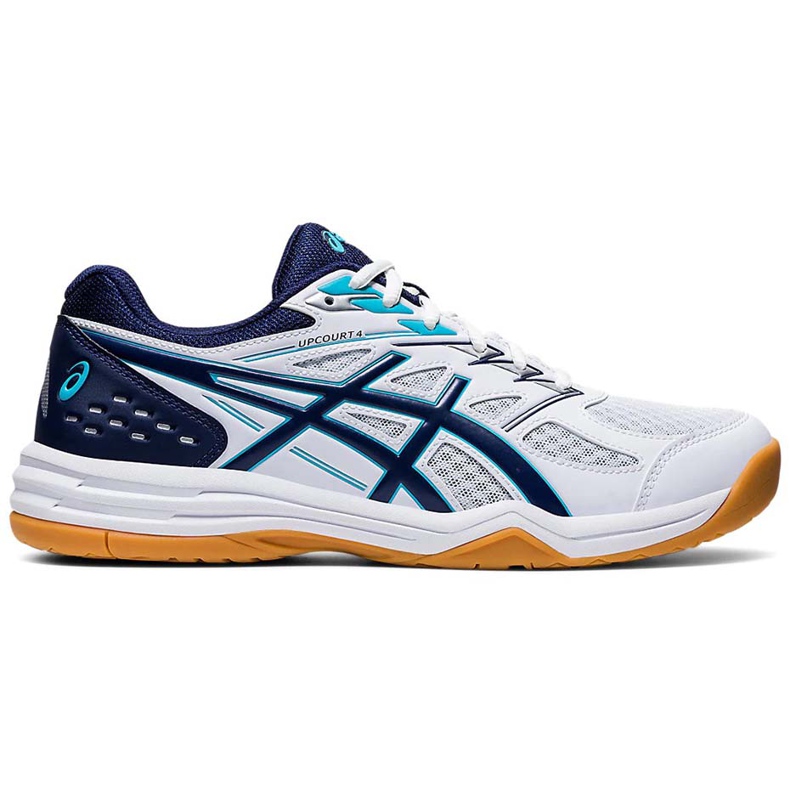 Asics Acics Upcourt 4 branco e azul marinho 1071A053 100 tênis masculino para vôlei