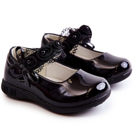 Apawwa Bailarinas infantis com velcro com renda preta Evelyn preto