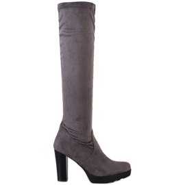 Flyfor Botas de camurça elegantes cinza