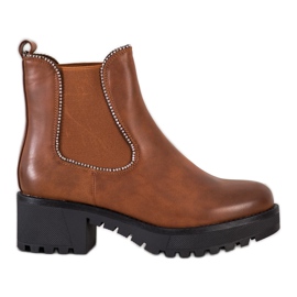 SHELOVET Botas Chelsea com zircônia cúbica marrom