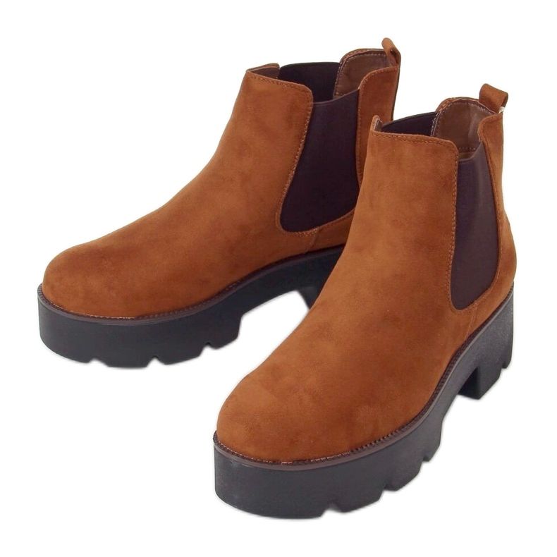 Botas Chelsea em camelo de sola alta 8B987 Camel castanho Botas Chelsea em camelo de sola alta 8B987 Camel castanho