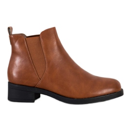 Ideal Shoes Botas de couro ecológico Chelsea marrom