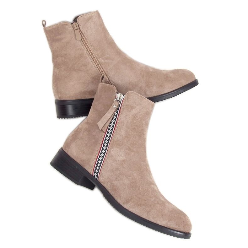 Botas femininas de tornozelo bege 168-287 LT.KHAKI