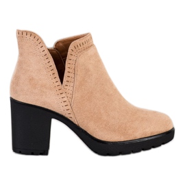 Bella Paris Botas de camurça com corte bege