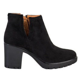 Bella Paris Botas Pretas Com Um Corte preto