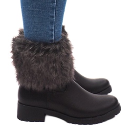 Botas Com Pele A89620 Pretas branco