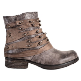 Queentina Botas confortáveis com enfeites cinza Queentina Botas confortáveis com enfeites cinza