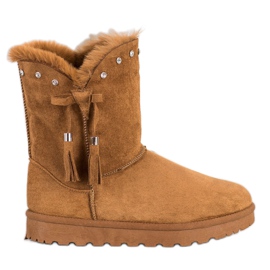 SHELOVET Camel Mukluki com Zircônia Cúbica marrom
