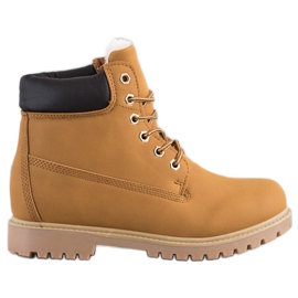 SHELOVET Botas de caminhada quentes com couro ecológico castanho