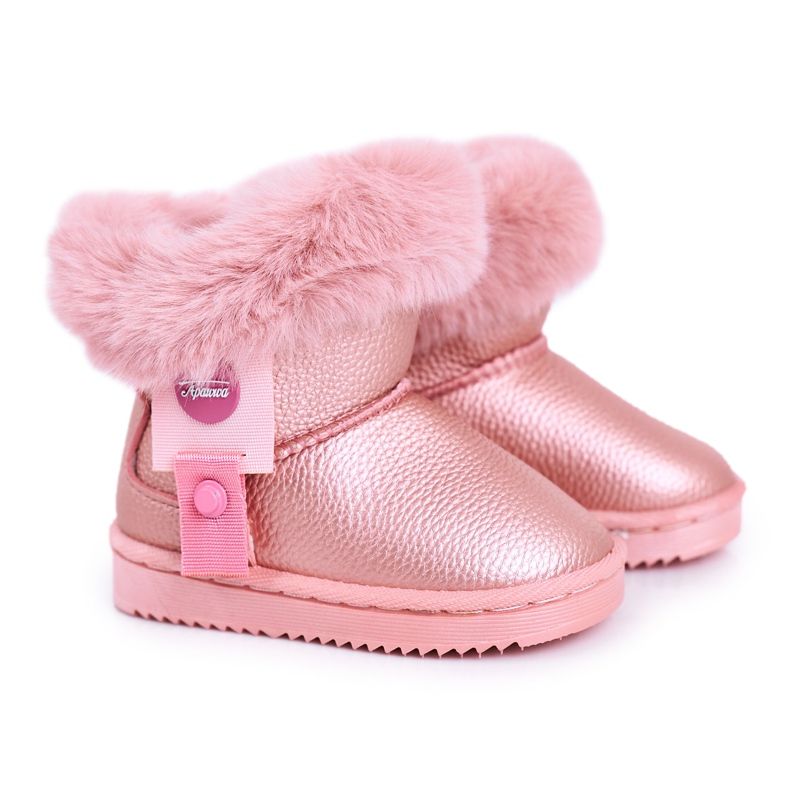 Apawwa Botas de neve infantil Marella rosa quente com pele Apawwa Botas de neve infantil Marella rosa quente com pele