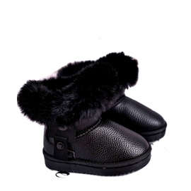 Apawwa Botas de neve infantis pretas Marella com isolamento térmico e pele preto Apawwa Botas de neve infantis pretas Marella com isolamento térmico e pele preto