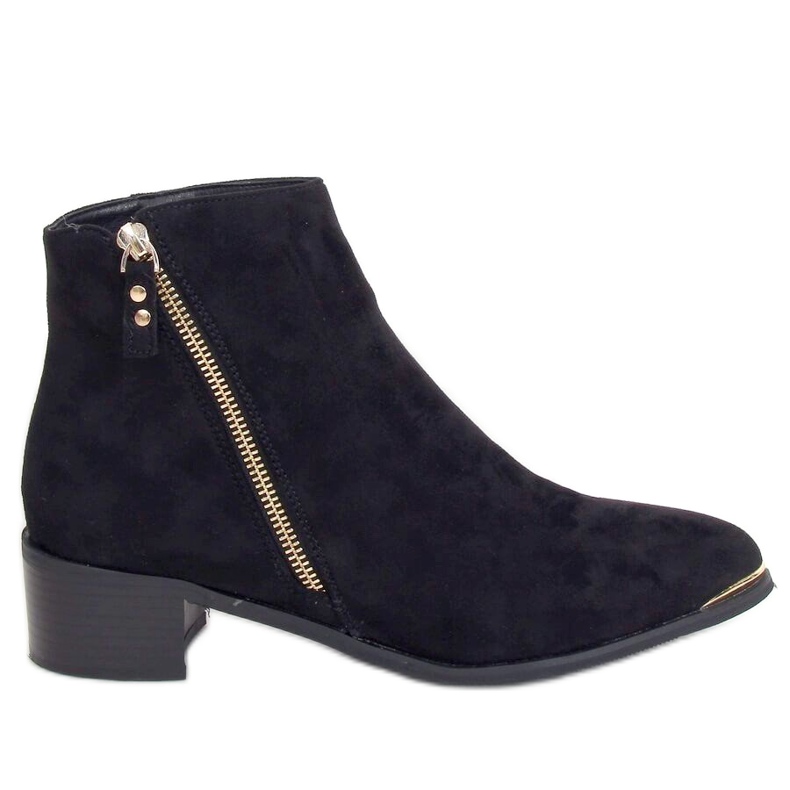 Botas Biqueira de camurça preta amêndoa 88168-1 Preta preto