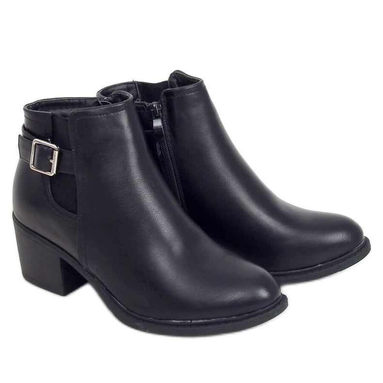 Botas pretas de salto baixo J101 pretas preto