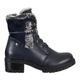 Super Mode Botas azul marinho com pele Super Mode Botas azul marinho com pele