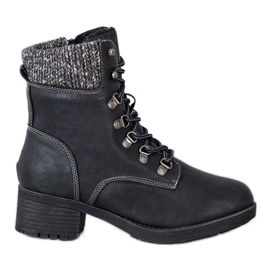 Queentina Botas quentes no poste preto cinza