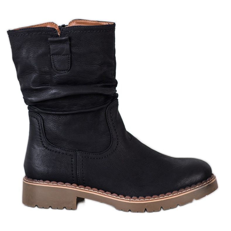 Super Mode Botas com parte superior franzida preto