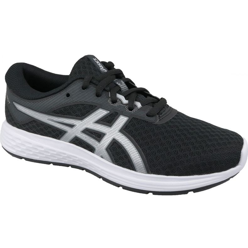 Tênis de corrida Asics Patriot 11 Gs Jr 1014A070-002 preto prata cinza