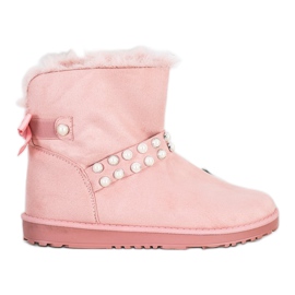 Queentina Mukluki rosa com pérolas