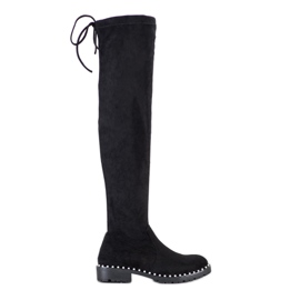 SHELOVET Botas acima do joelho com pérolas preto SHELOVET Botas acima do joelho com pérolas preto
