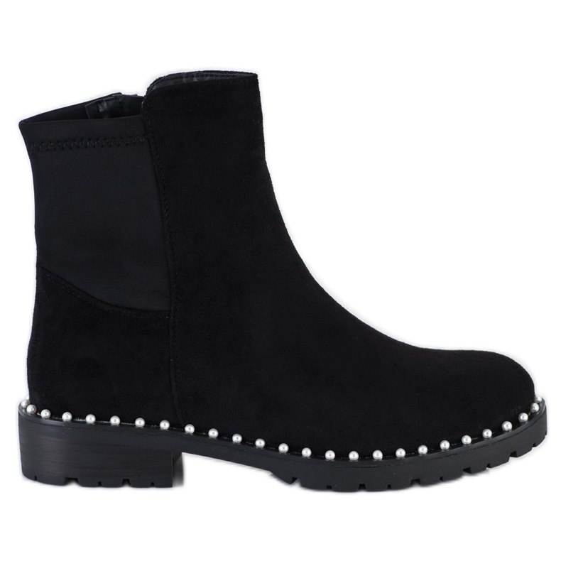 Bestelle Botas de camurça com pérolas preto