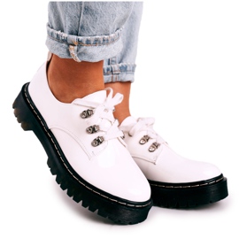 S.Barski Brogues femininos Oxfords na plataforma S. Barski HX15 lacado branco