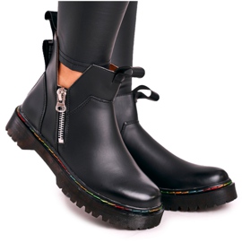 Botas femininas Chelsea com costura colorida preta Addison preto