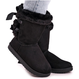 Botas de neve femininas com fita isolante de pele sintética preta Kaylee preto