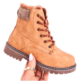 Apawwa Caçadores de botas infantis aquecidos com peles de camelo em Londres bege marrom