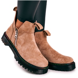 Botas femininas Chelsea com costura colorida camurça bege Addison