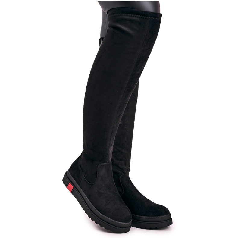 Botas altas femininas camurça preta Gracelyn preto