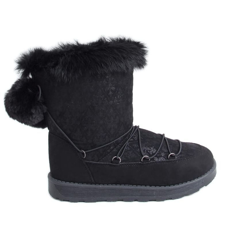 Botas de neve femininas negras 259 pretas preto
