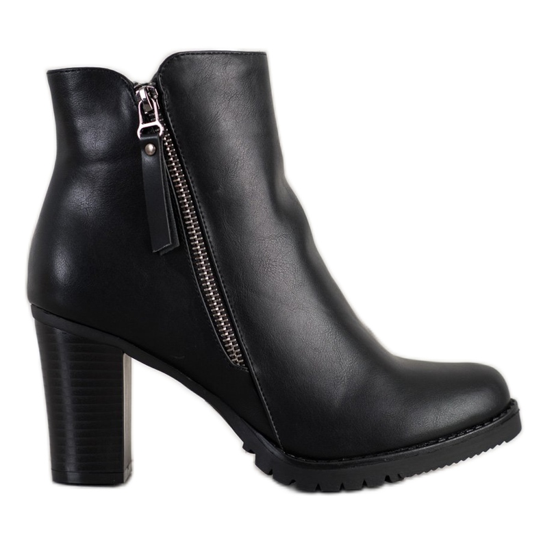 SHELOVET Botas em um poste com zíper decorativo preto
