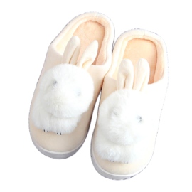 Chinelos femininos coelhinhos bege MA01 Bege cru