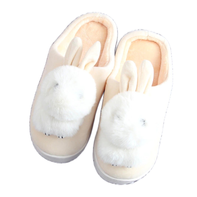 Chinelos femininos coelhinhos bege MA01 Bege crua