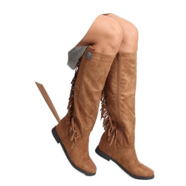 Botas com franjas, camelo de cunha oculta ST-28P Camel bege