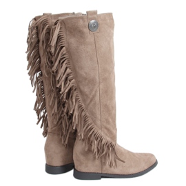 Botas com franjas escondidas em cunha bege ST-28P Khaki