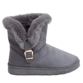 Botas de neve femininas cinza com fivela cinza A979