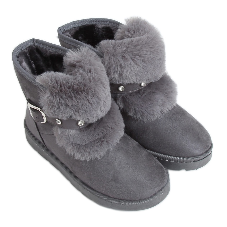 Botas de neve com zircônia cúbica cinza A980 cinza